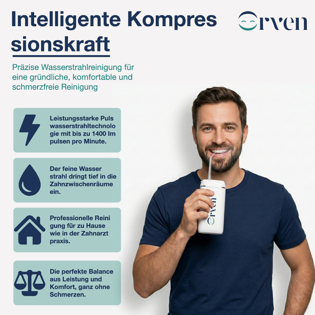 Orven Munddusche Professionelle Tiefenreinigung in nur 90 Sekunden